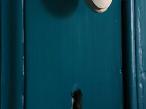 Detail einer türkisfarbenen Tür